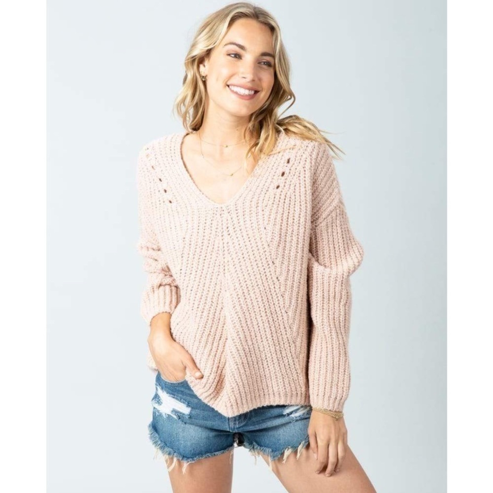 Rip Curl Woven V-Neck Sweater Knit Long Sleeve M